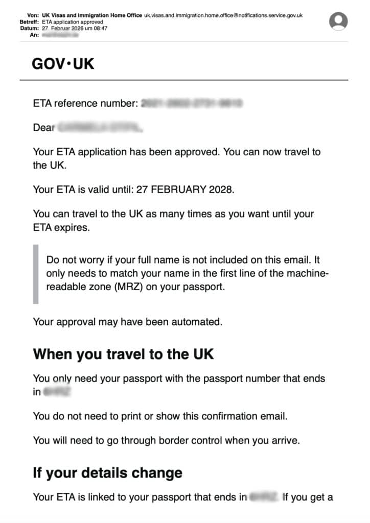 Uk Eta Approval